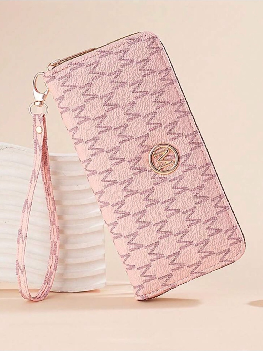 Pink Zip-Around Wristlet Wallet